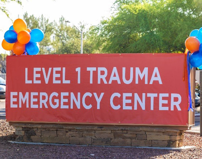 Level 1 trauma emergency center sign