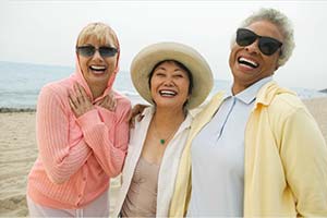Active older adults at beach