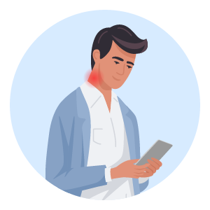 tenet-all-neck-pain-ways-to-relief-01 Person experiencing tech neck from device use
